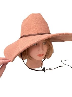 NWT Wide Brim Felt Fedora Hat in Dusty Brownish Pink